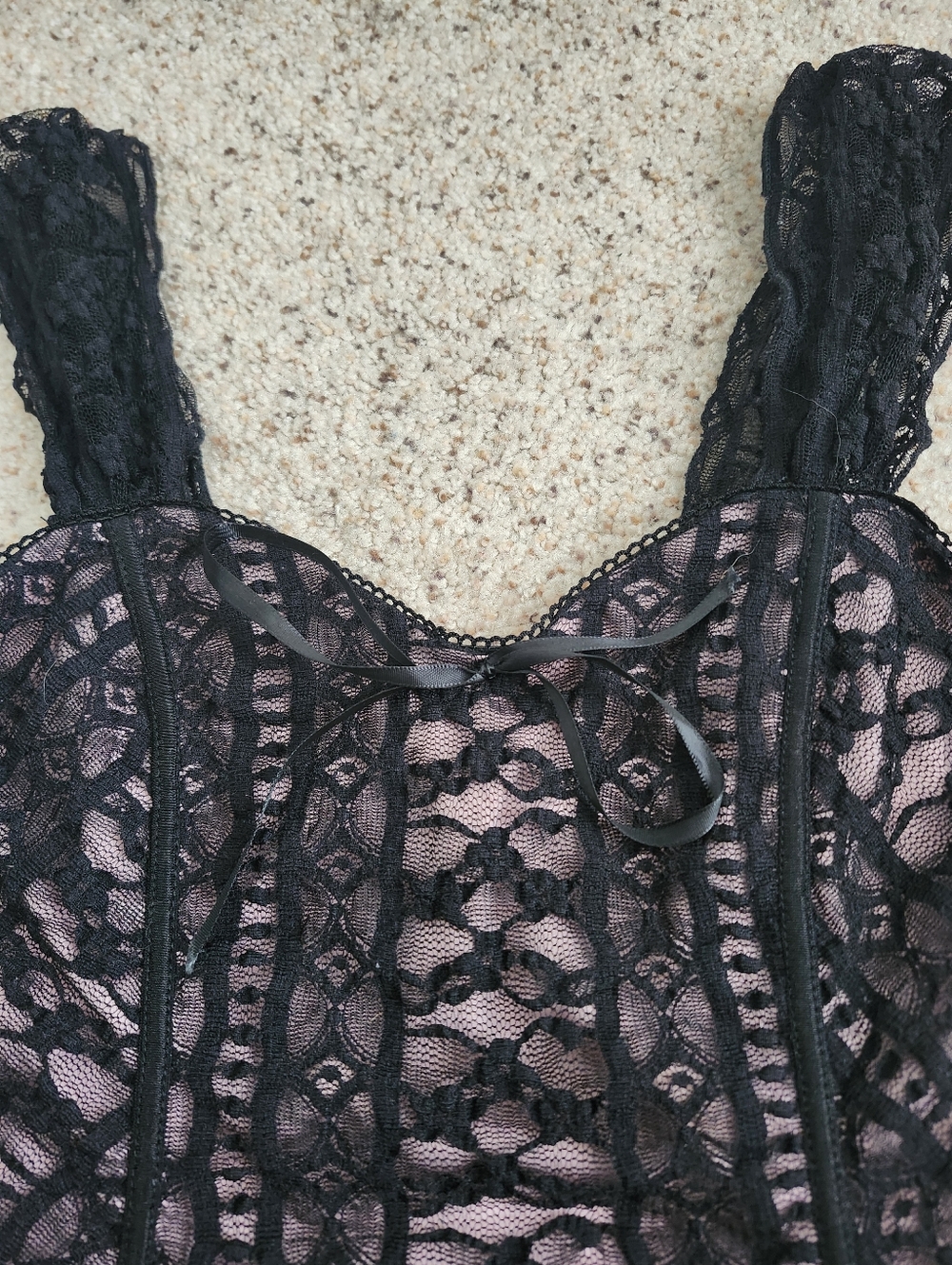 My Michelle Y2k Black Lace Pink Top - Picture 4 of 11